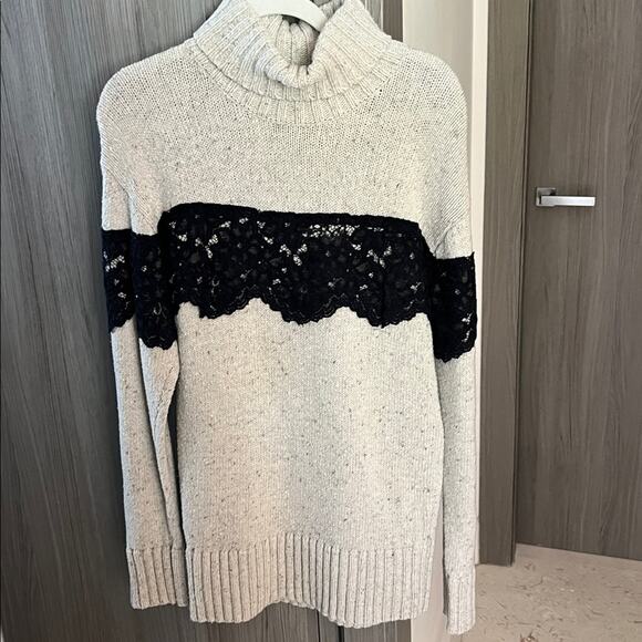 $598 MARISSA WEBB Weston turtleneck sweater alpaca & lace longer length S - Picture 6 of 16